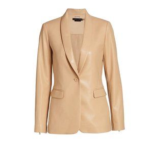 Alice + Olivia NWT Leather (faux) Jacket Blazer Size 12 Camel (almond) Macey